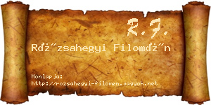 Rózsahegyi Filomén névjegykártya